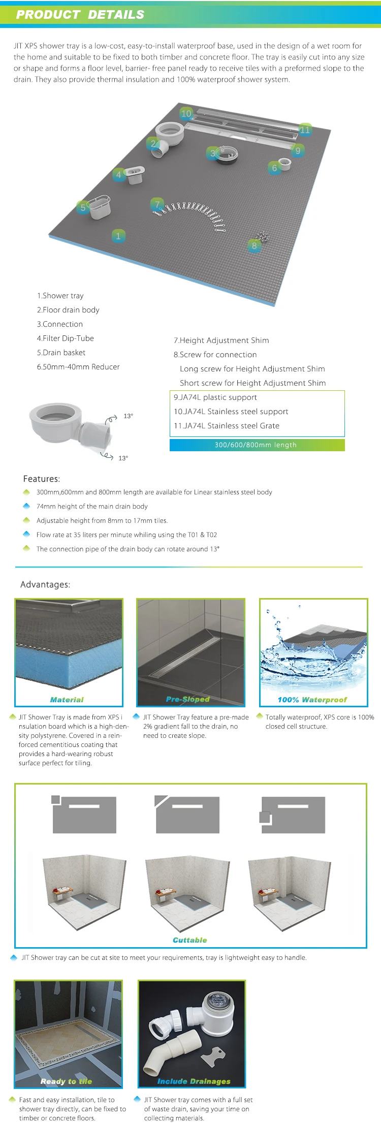 Ce Cupc Certificate Well Heating Spread And Warm Keeping Environmental Xps Shower Trays Buy
