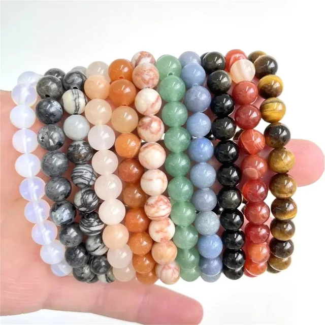 wholesale 8/ 10/ 12mm jewelry women men gift Natural Gemstone healing Jewelry  crystal stretch energy stone bead bracelets