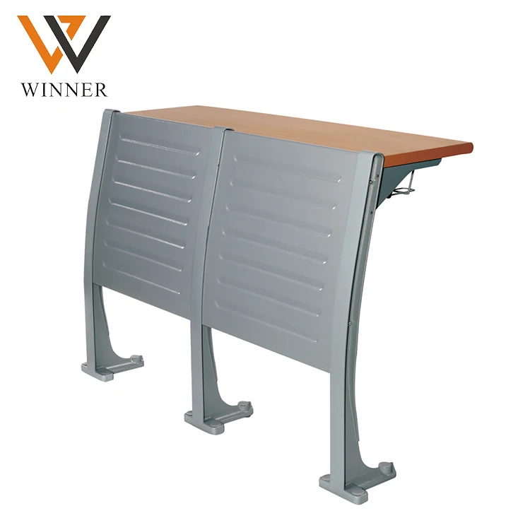 High School Student College Double Folded Desk Chair Set Metal Armrest 520mm Center Distance Contemporary Design Home School