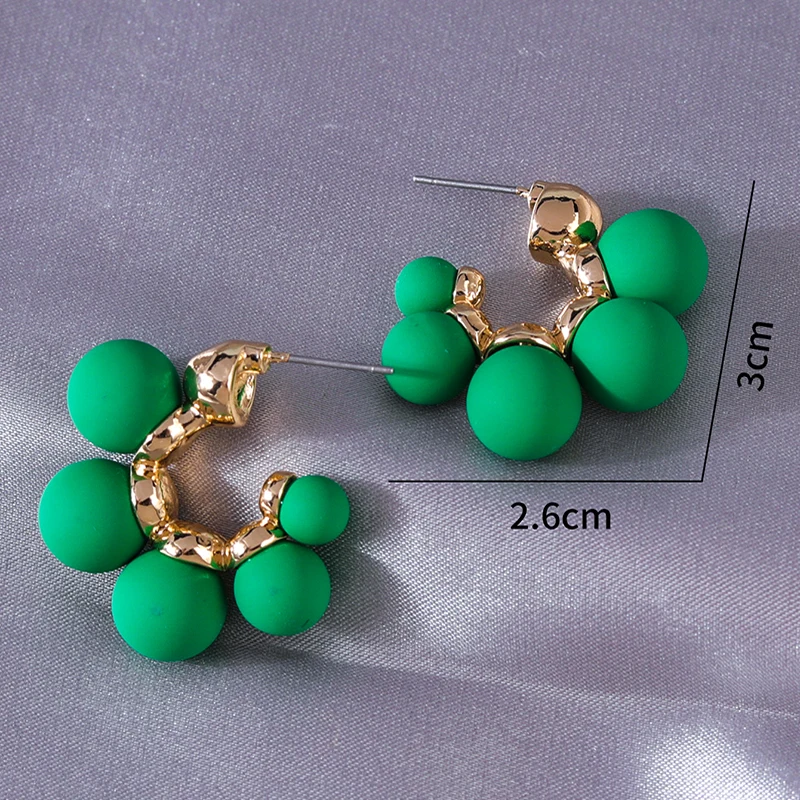 Green beads Earrings Stud