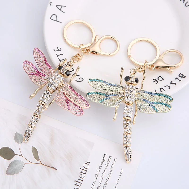Dragonfly Keychain Car Charm Butterfly Keychains for Women Gifts Creative Gradient Color Key Pendant Dragonfly Design