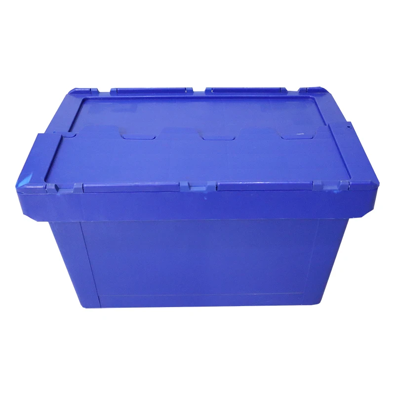 Blue Durable Plastic Crate Transport Logistic Box  Stackable and Nested Plastic Turnover Box With Lid