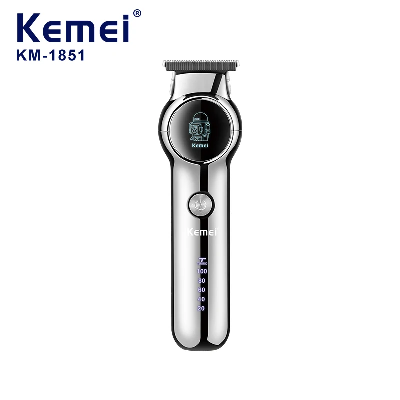 ماكينة قص الشعر الاحترافية اللاسلكية USB Kemei km-1851 LCD ماكينة قص الشعر الكهربائية القابلة لإعادة الشحن