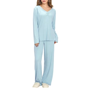 Comfortable Women's Pyjamas Bamboo Viscose Sleepwear Set Soft Lounge Wear Set Custom Pjs for Ladies