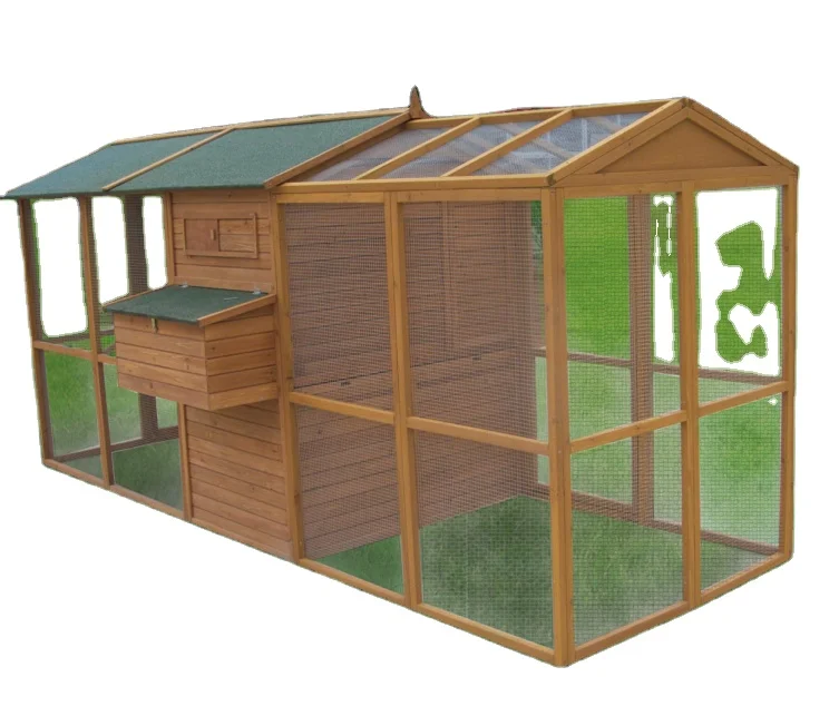 Large Solid Sustainable Chinese Fir Spruce Wood Chicken Coop 10-12 Pet House Nesting Box Run for Backyard Hens Chicken House