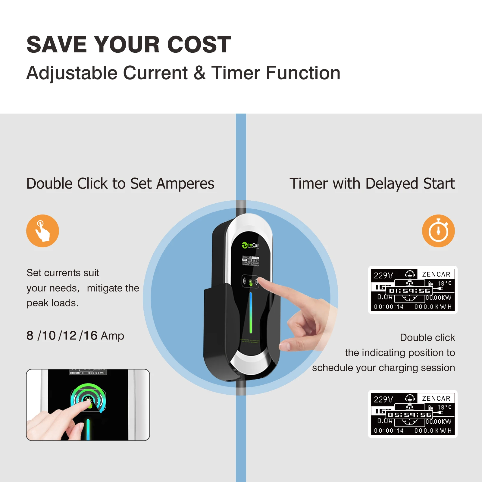 2022 Zencar Model E Ev Charger 16a Evse 3.6kw Portable Ev Charging ...