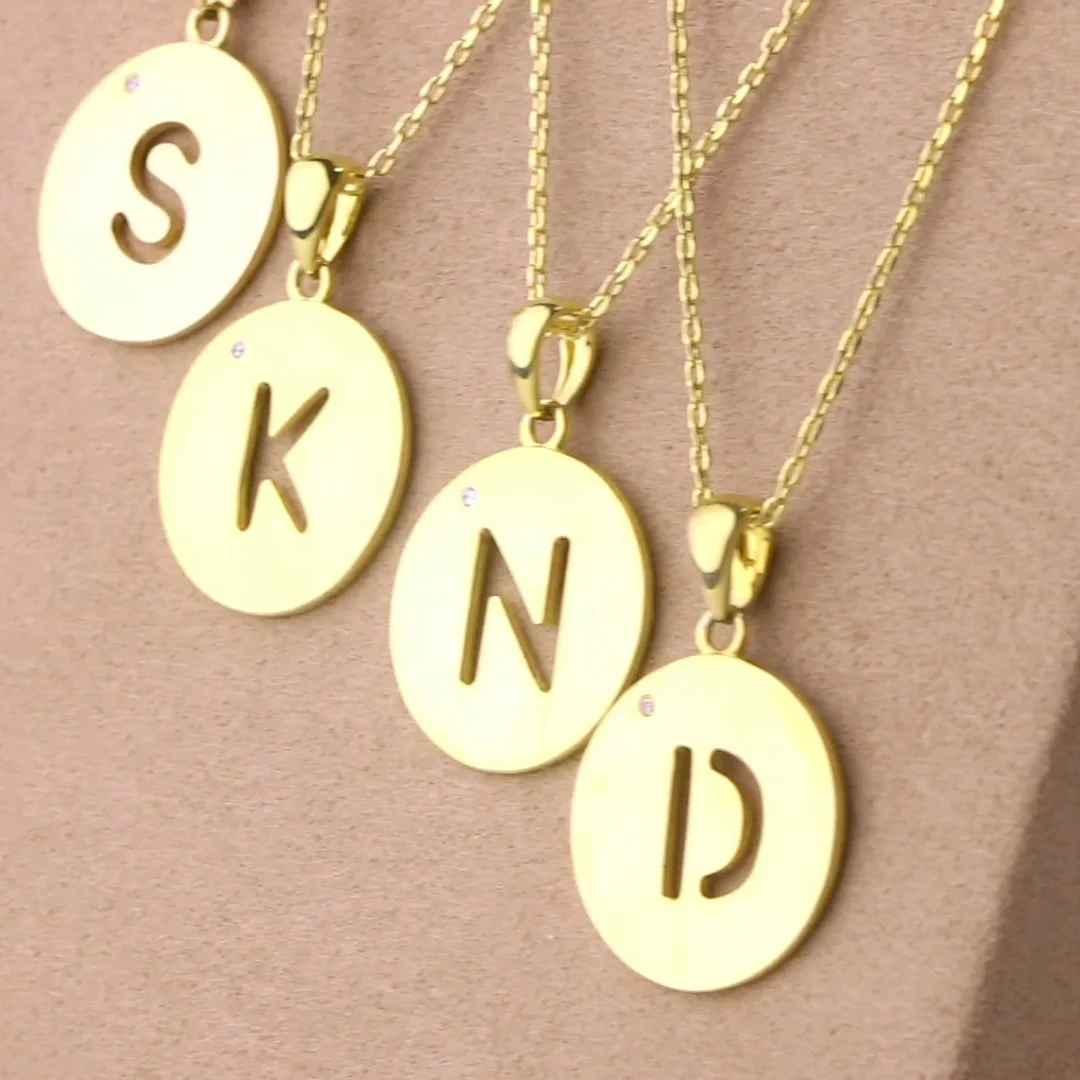 Solid color hollow letter chain necklace Custom letter name pendant Gold chain pendant Any size