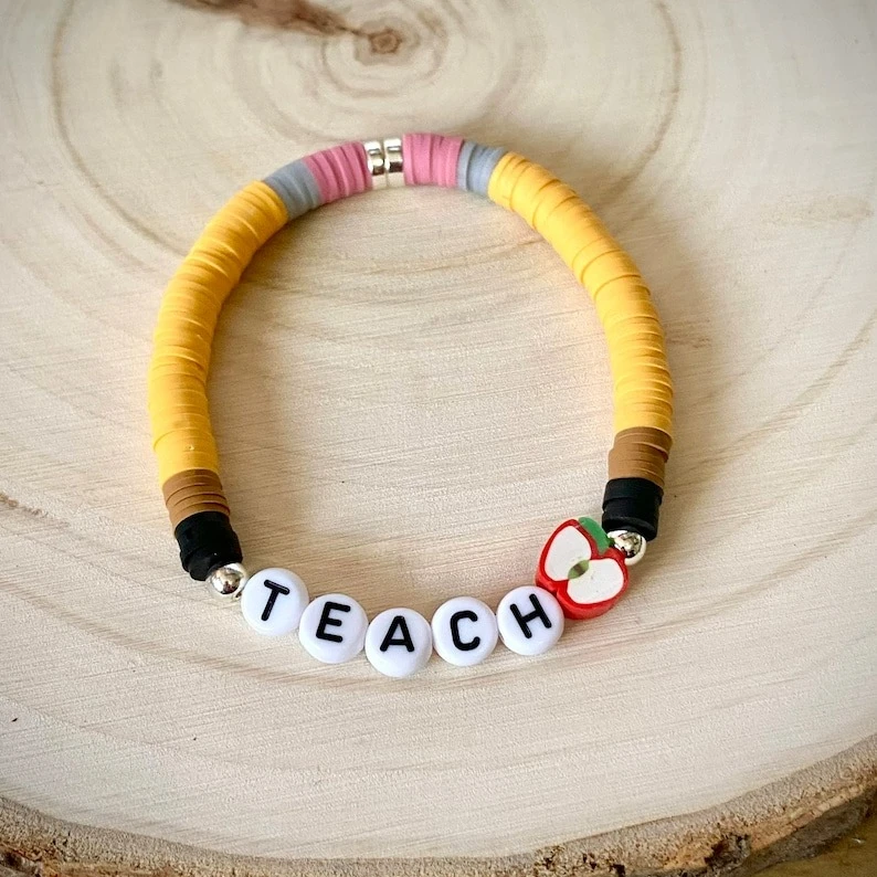 Hot Selling Gift Boho Bracelet Custom Stackable Polymer Clay Word