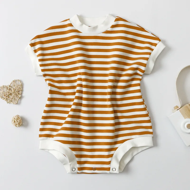 Новый детский гусеничный костюм с короткими рукавами и двусторонней шерстяной полоской для новорожденных