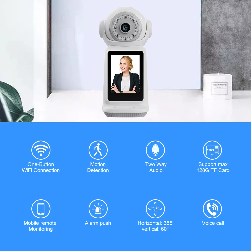 3MP Two Way Talk Video Calling Smart Camara De Vigilancia Con WiFi Para Bebes Online Home V380 Pro Indoor Camera With 3in Screen