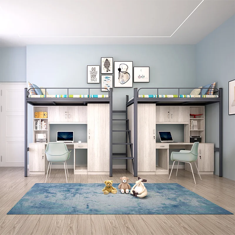 Short Delivery Time Executive School Double Students Bed Dormitory Iron Bunk Beds Kids With Stairs Trundle
