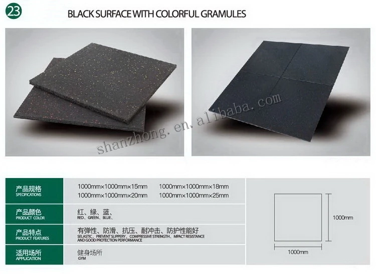 1 m X 1 m Perfect Gym Rubber Flooring Rubber Tile Rubber Granules Square Shape Mat