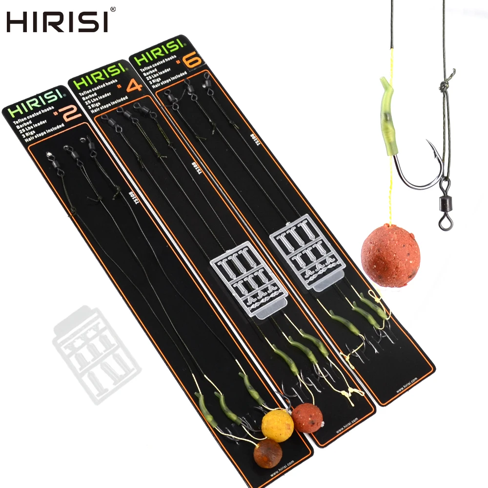 Carp Fishing Hook Link with Coated Line Ready Made Fishing Hair Rigs with  Barbed Hook and Boilie Stoppers