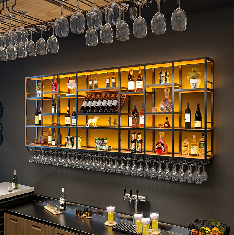 Restaurant Bar Decor Iron/ Aluminium/ Stainless Steel Wine Shelves ...