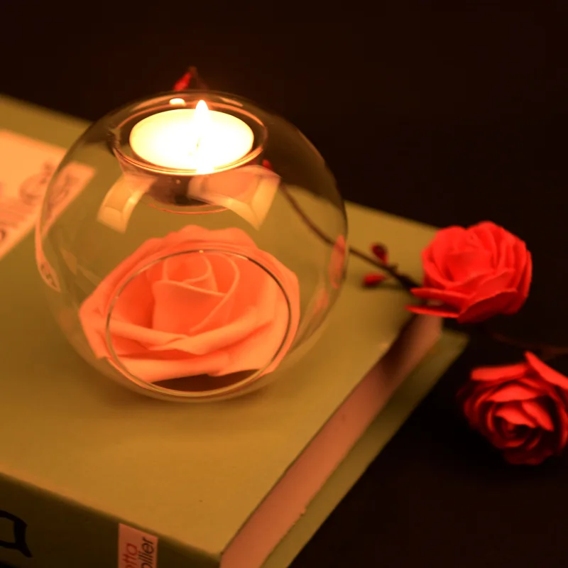 Хрустальный Сферический стеклянный подсвечник, устойчивый к высокой температуре, подходит для бара, кафе, свадебной вечеринки