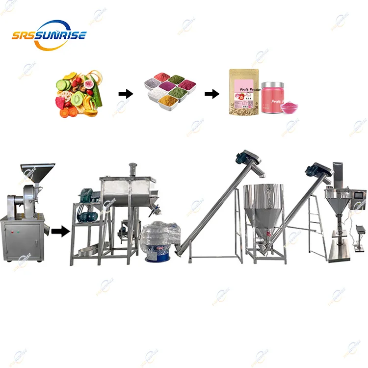 Automatic Line For Ginger Turmeric Garlic Beetroot Powder Grinder Mixer Dried Vegetable Fruit Powder Processing Equipment