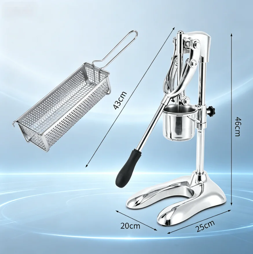 30cm Extra Long Commercial French Fries Squeezer Heavy Duty Manual Potato Strip Press Maker