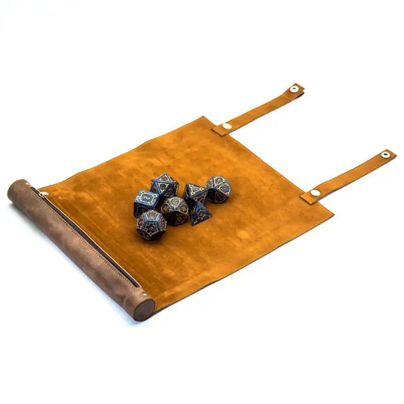 Custom Rolling Dice Board Game Mat Pu Leather Dice Holder Scroll Dice Tray for DND Games