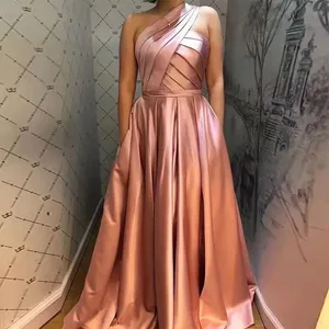 One Shoulder Solid Elegant Causal Elegant Sexy Women Ladies Plus Size Maxi Evening Dresses