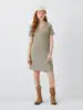 Gray-green floral-print dress-y845