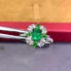 Bague avec diamant et émeraude naturelle de 3,56 ct