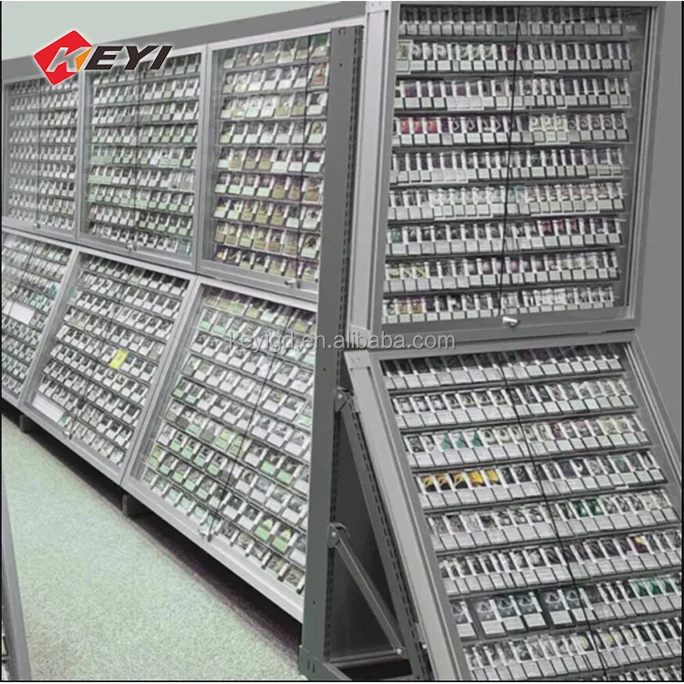 Custom PSAs Cards Display Case Acrylic Rails Removable with Lockable Door Baseball Cards TCG Various Cards Display Frame Stand
