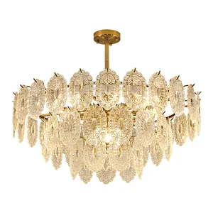 New American Retro Crystal Chandelier Luxury French Palace Style Glass for Dining Room Bedroom E26 Adjustable Height Living Room