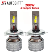 New 4Copper Tube 200W 22000lumen H7 LED Headlight Canbus X35 HB4 H11 H4 H1 9012 HB3 9005 9006 9012 9007 H13 Auto Fog Light Bulb