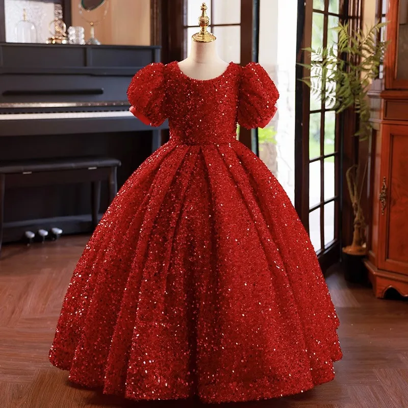 Gorgeous Long tail children s evening dresses for girls of 10 year old kid party Dress for wedding princess flower girl dress