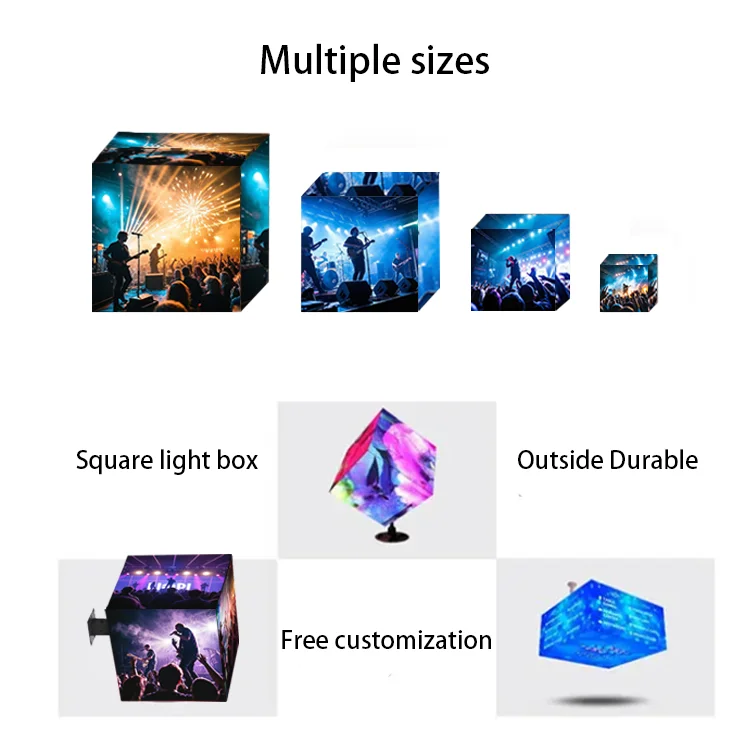 Outdoor Full Color Magic Square Led Display Cool Cube Led Light Box Sign for Advertising Light Box Shop Exhibition factory