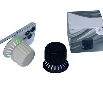 Magnetic Suction Knob Bluetooth Speaker with RGB Lights & Phone Stand, Portable Mini Wireless Speaker for Outdoor/Indoor Use