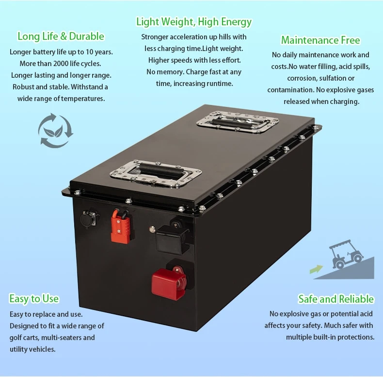 Grade A Lithium Ion Battery 60 Volt 72 Volt 48v 100ah Golf Cart Conversion Kit 51.2v Li Lifepo4