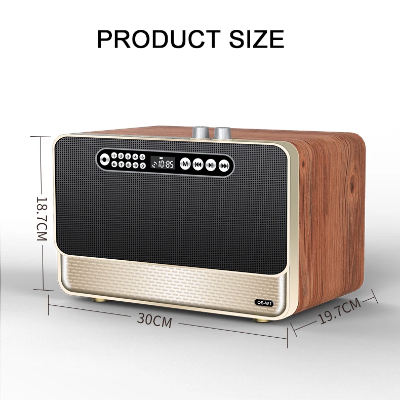 Retro Wooden Speaker Manovo 30W Vintage Portable Wireless Speaker Heavy Bass Music Player Outdoor Speaker for Home Office Party
