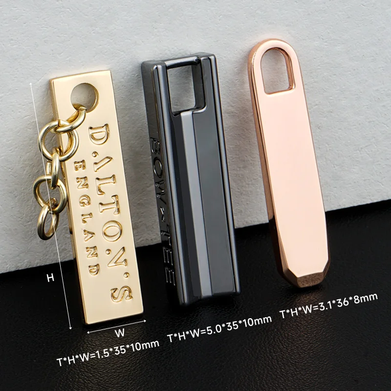 Custom Logo Metal Zip Puller Handbag Metal Zipper Slider 3 Zip Pull Bag Branded Zipper Puller Metal 5 Name Tag Zipper Pull