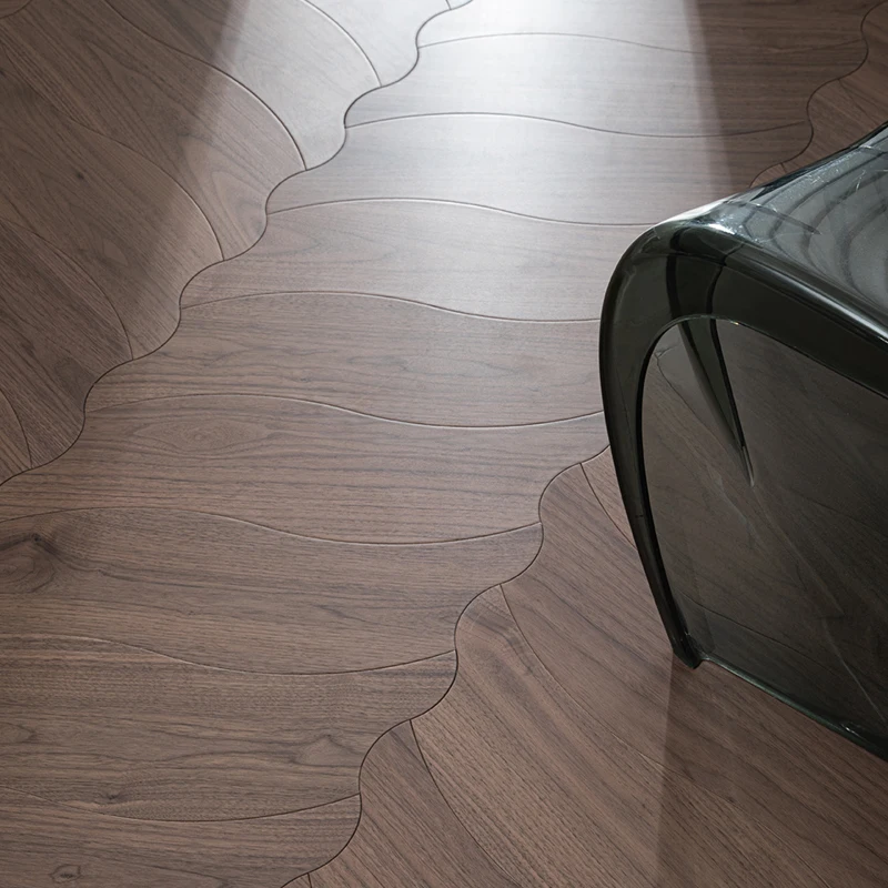 American Walnut Leaf Shape Parquet Engineered Floating Wood Floor Hexagon Design Patterned Parquet Wood Flooring