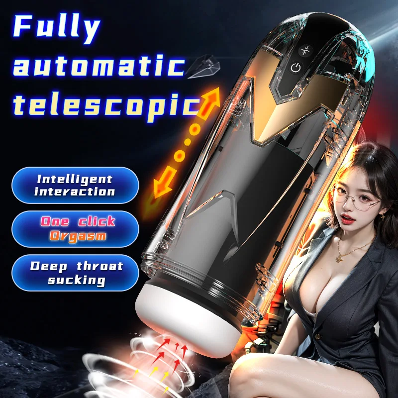 Hot Selling Video Fully Automatic Male Masturbators Thrusting Blow Job Sucking Rotating Cup Handsfree Masturbator for Men