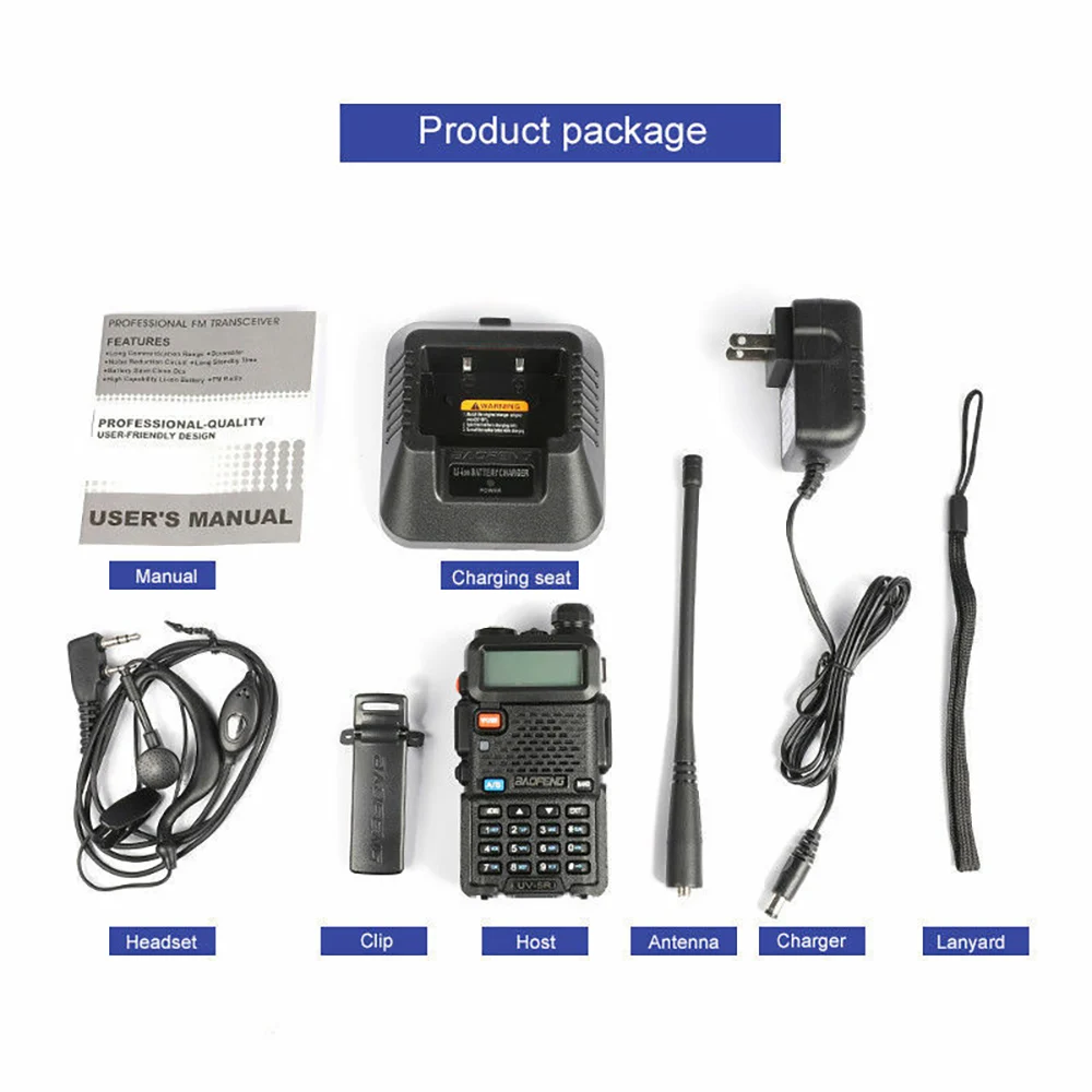 Boafeng Original Two Way Radio Uv-5r 5w/8w Handheld Radio 1800mAh Long Range Radio Vhf Baofeng UV 5R Walkie Talkie