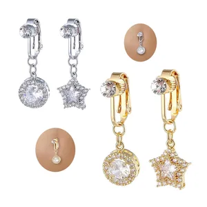 Fake Belly Button Ring Crystal Fake Piercing Navel  Jewelry Non Piercing Body Jewelry Sexy Women Men Piercing Faux Body Jewely