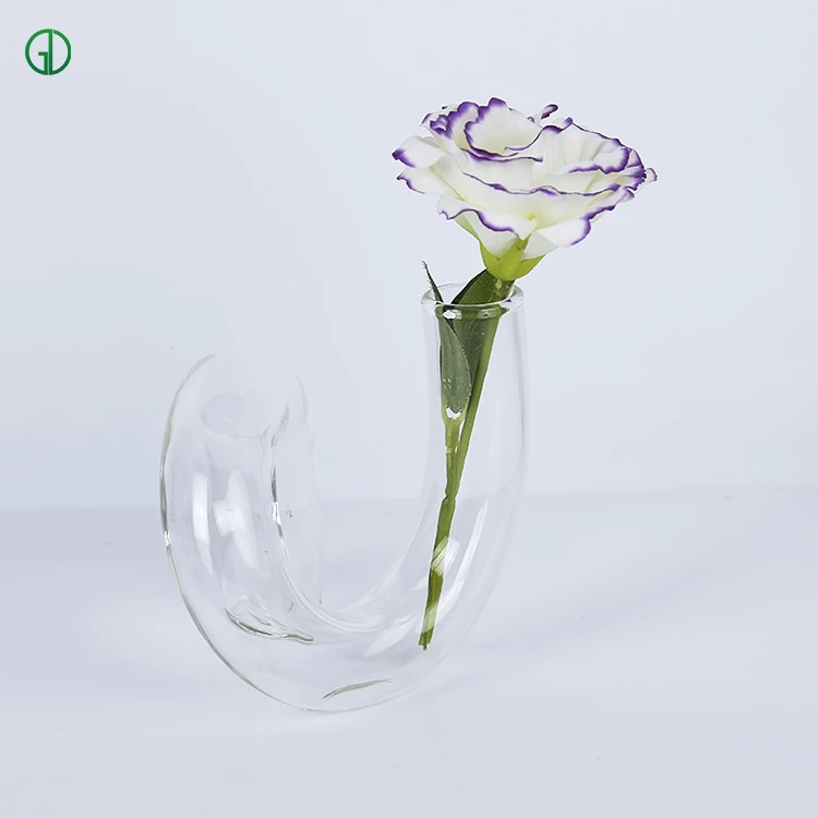 Creative Irregular Curving Tube Glass Vase Household Art Decoration Colored Hand Made Candlestick Glass Vase Flower Vase