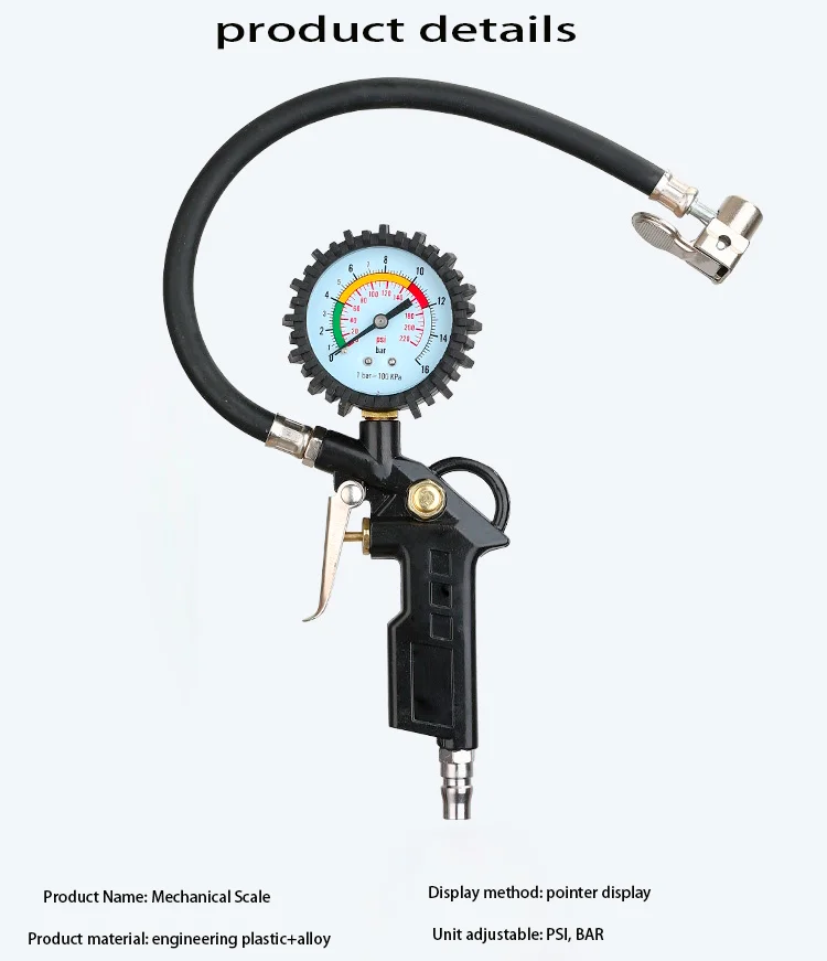 Digital Pressure Gauge With Tire Inflator High Precision Digital