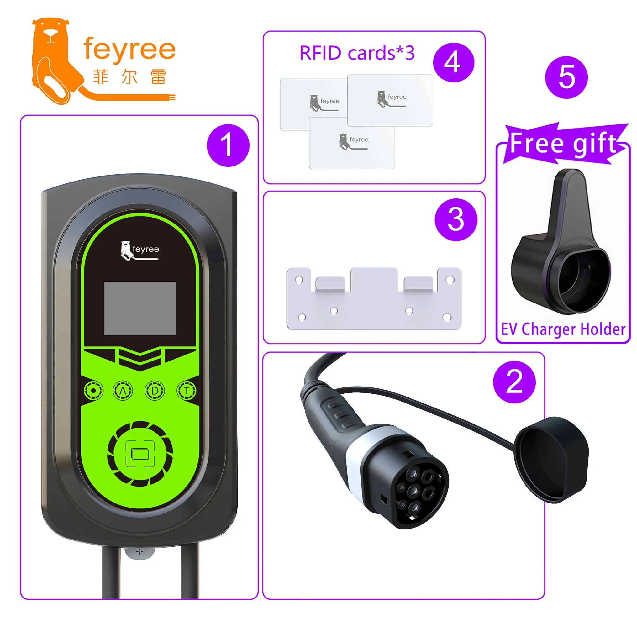 Feyree Wallbox Ev Charger Dlb Type 1 J1772 Ev Charger Commercial