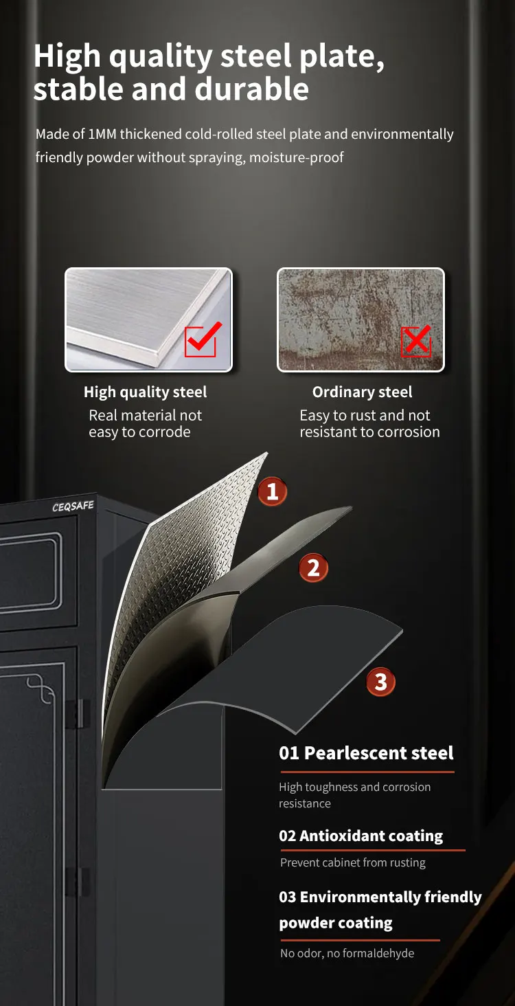 CEQSAFE Gun Safe Electronic Combination Lock with Key Big Size As Furniture Gun Safe Box for Home/Office Usage manufacture