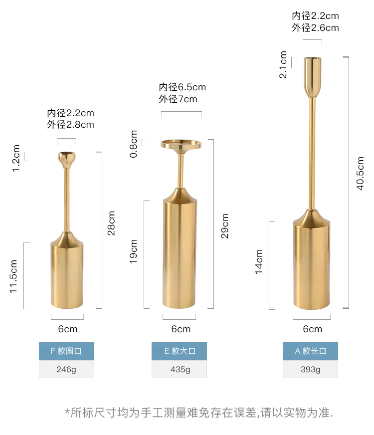6pcs one set plating gold candle holder decorative table centerpiece modern candle stick for decoration