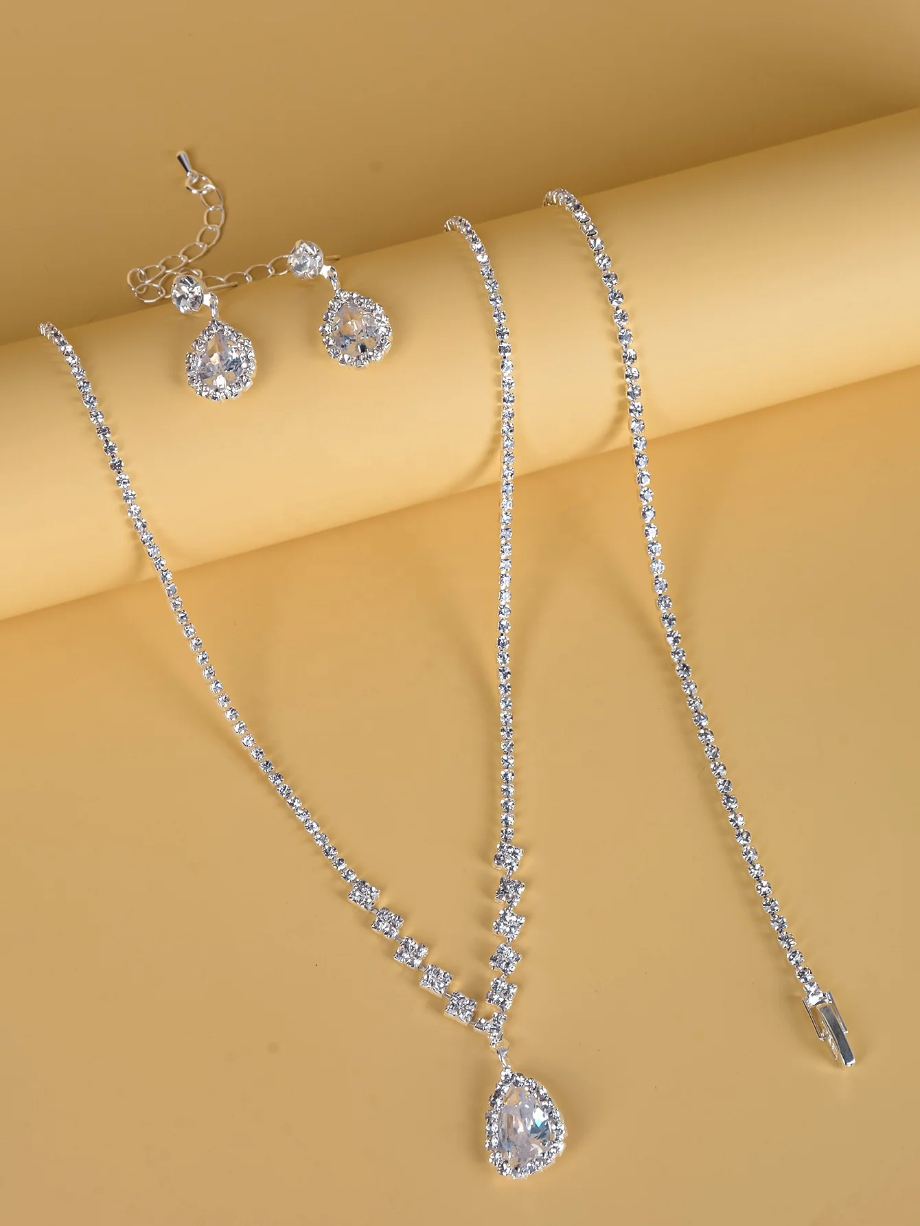 TTPSRY 4 Pezzi Parure Gioielli Donna Foglia Cristallo Collana Bracciale Anello Orecchini Set Elegante Cerimonia Matrimonio Accessori Lusso