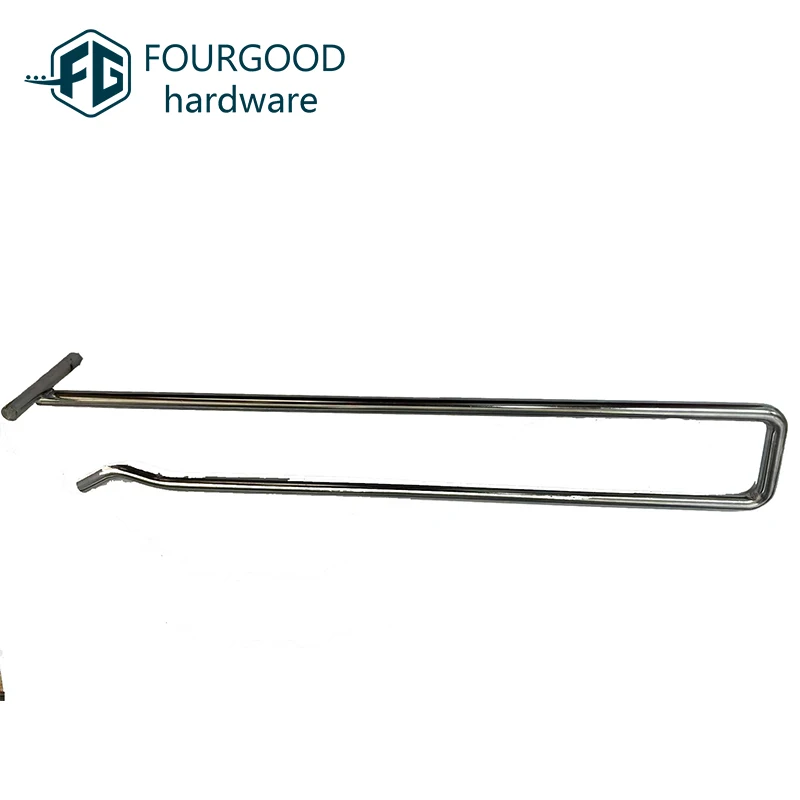 Metal Chrome Display Single Line Slatwall Hook with Price Tag for Supermarket Display Hook