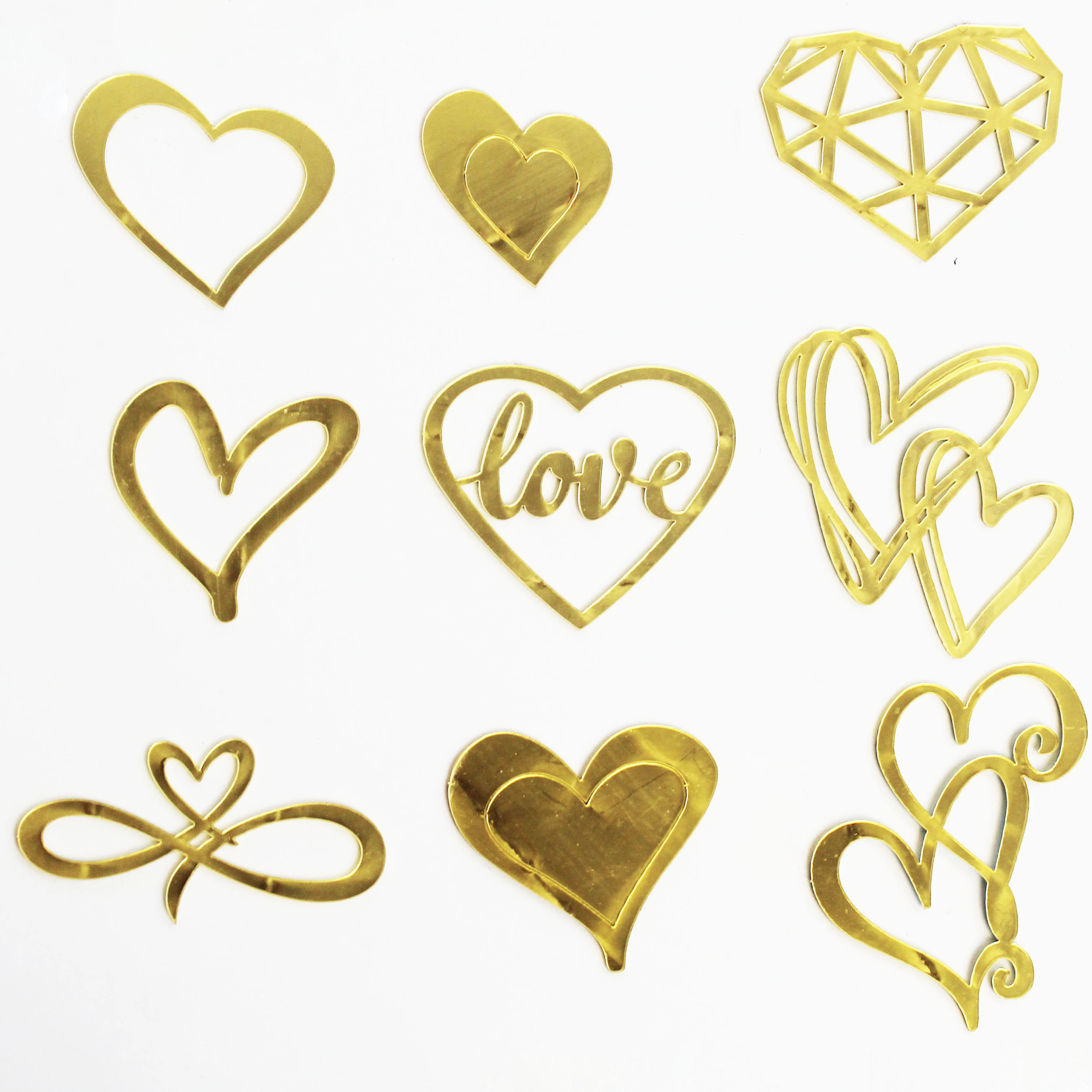 Ychon Custom Cake Topper Gold Heart Shape Acrylic Cake Topper Valentine's Day love Acrylic Cupcake Toppers Decoration