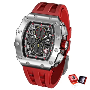 Top Branded Luxury Men's Quartz Sapphire Crystal Stainless Steel Case Fashion Business Sport Large Dial Watch Silicone Rubber