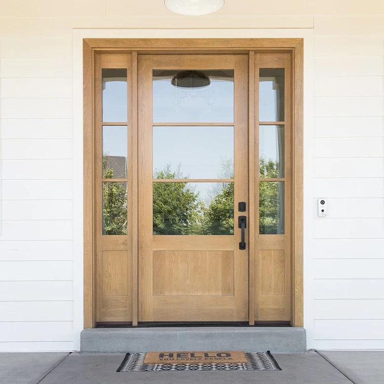 Latest Design Korean Style House Customized Size Wooden Glass Main Entrance Doors
