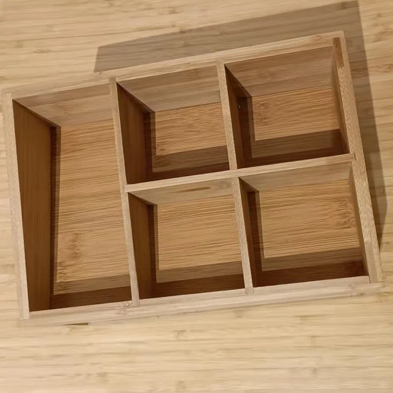 Large capacity Eco-friendly multi-function bamboo desktop makeup organizer office storage box with drawers