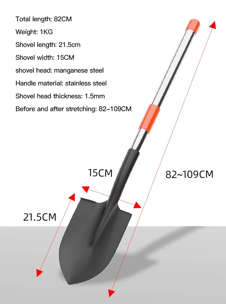 product high quality outdoor multifunction  tools  portable scooping  spade garden removable digging shovel  with metal  handle-4